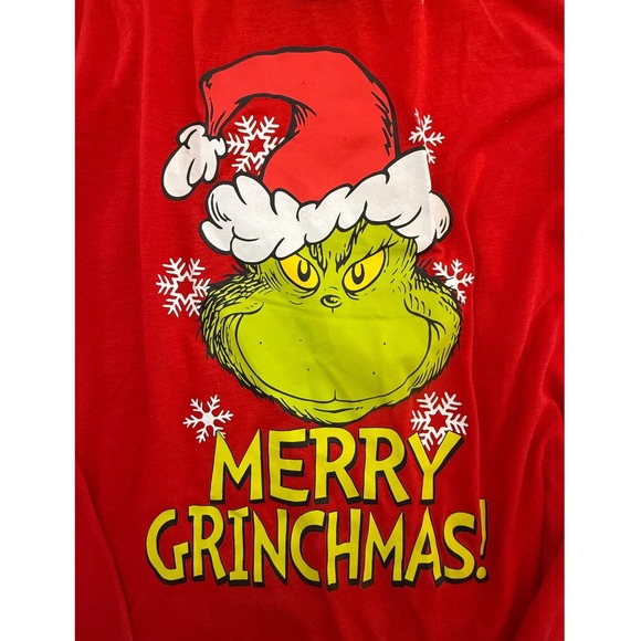 Grinch Merry Grinchmas Long Sleeve pajama top Red Green Size M Holiday Christmas - Picture 2 of 4